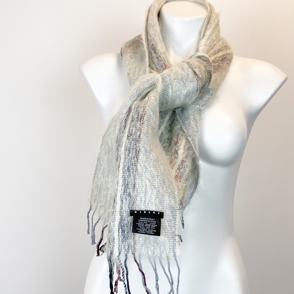 Sisley Italian mohair wool fringed scarf